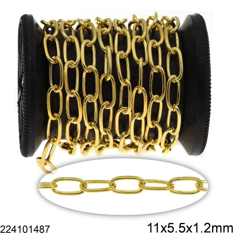 Iron Oval Link Chain Round Wire 11x5.5x1.2mm