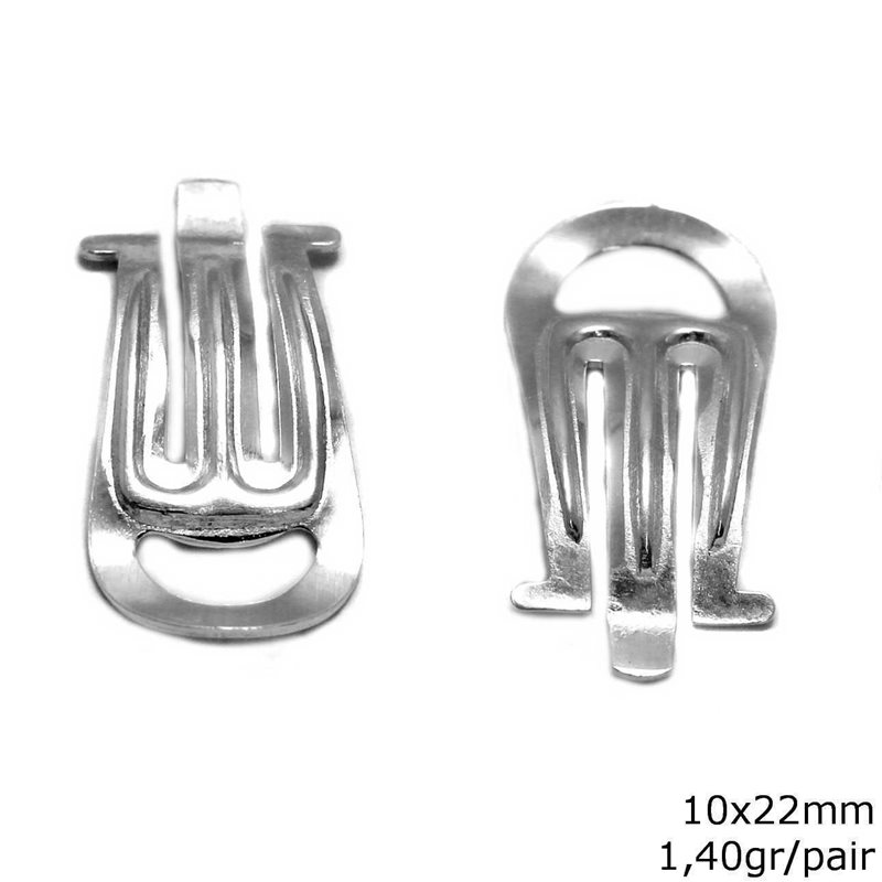 Silver 925 Clip-on Earring Component 10x22mm