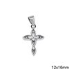 Silver 925 Pendanrt Cross with Navette 12x16mm