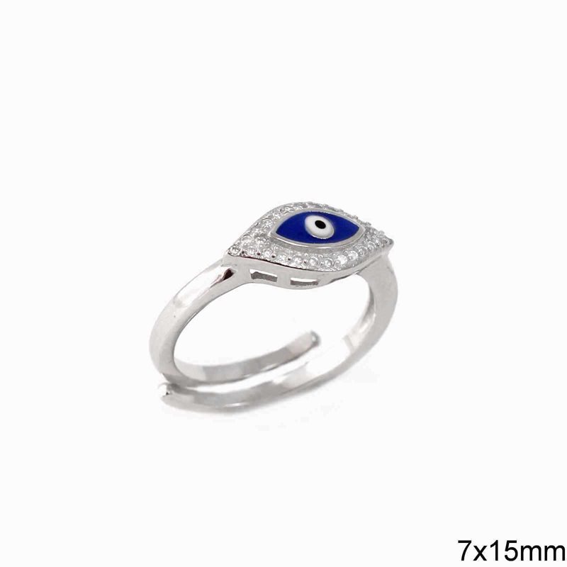 Silver 925 Ring with Evil Eye and Zircon 
