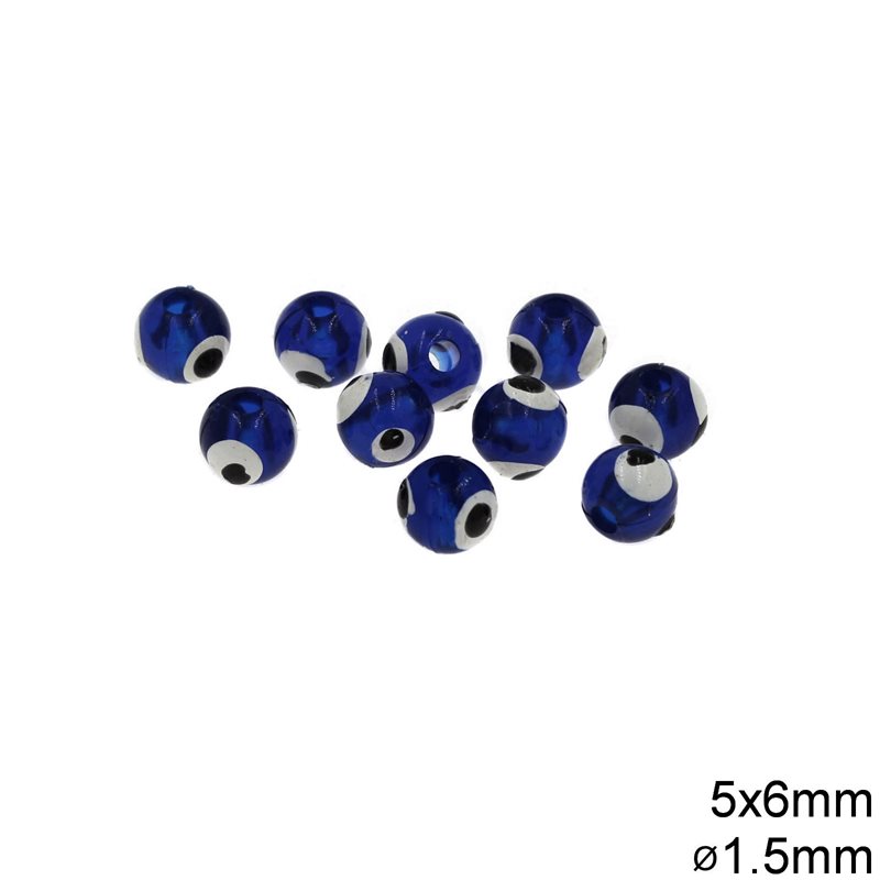 Χάνδρα Μάτι Πλαστική 6mm με τρύπα 1.5mm