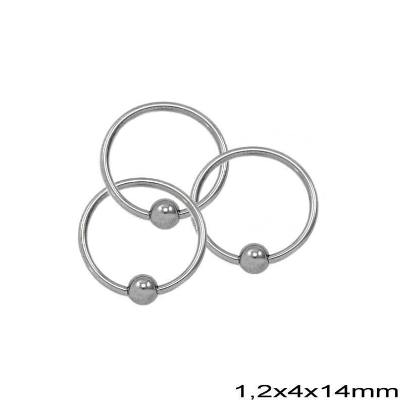 Stainless Steel Captive Bead Ring 1,2x3x14mm
