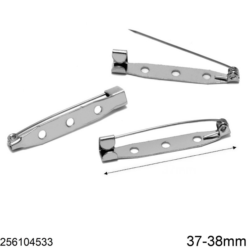 Iron Pin Back with 3 Holes and Catch Bar 37-38mm