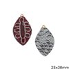 Marcasite Pendant with Rhinestone & Leather