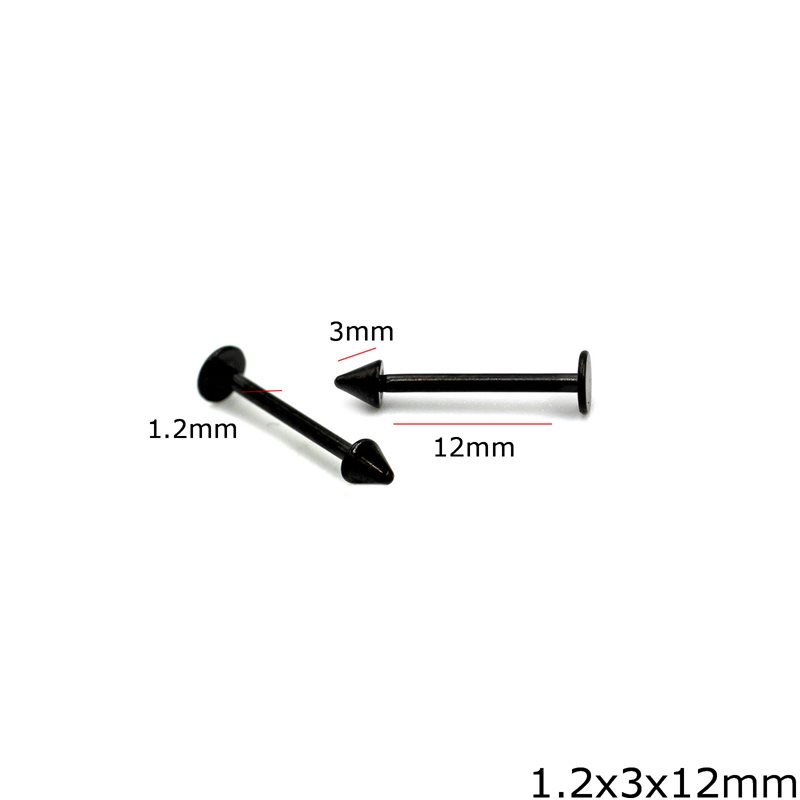 Σκουλαρίκι Ατσάλινο Τάπα 12mm με Βέλος 3mm και Πάχος 1.2mm