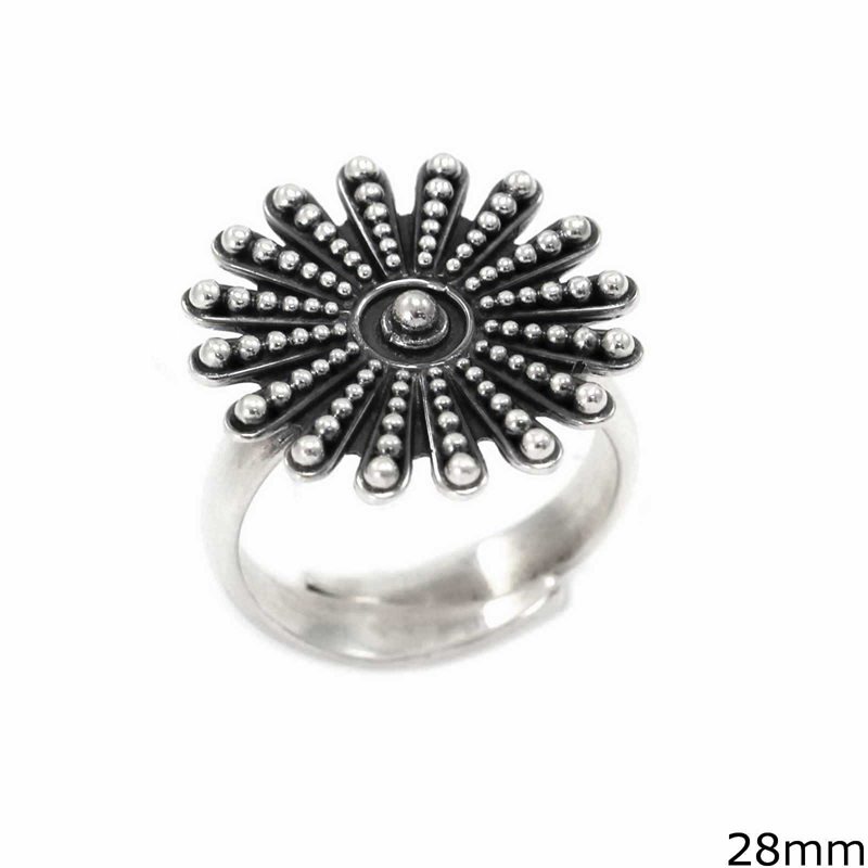 Silver 925 Round Radial Ring 28mm