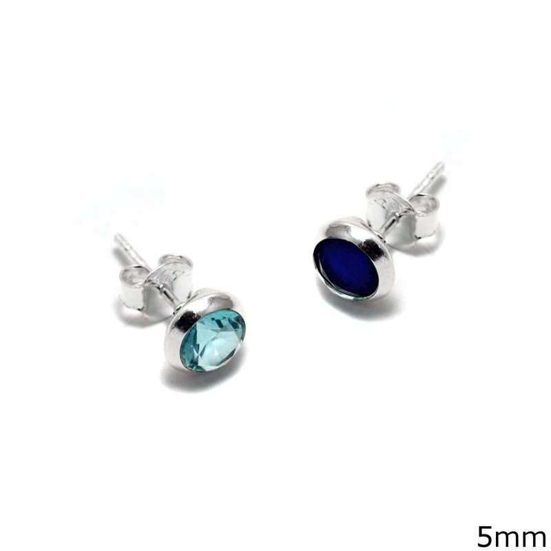 Silver 925 Earrings with Semi Precious Stones 5mm