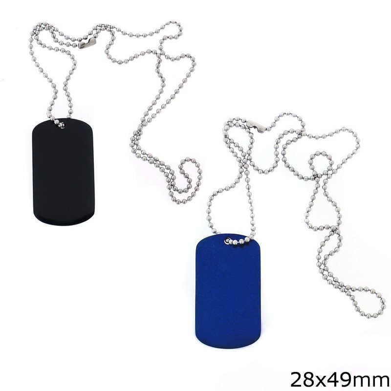 Stainless Steel Tag with ball Chain 28x49mm 