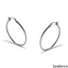 Stainless Steel Oval Hoop Earrings 3x35-55mm
