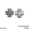 Casting Cross Bead 11.3x11x6.2mm with 3mm Hole, Antique silver plated NF