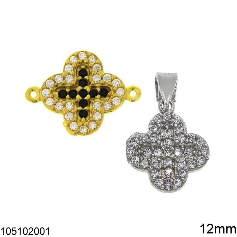 Silver 925 Spacer Cross with Zircon 12mm