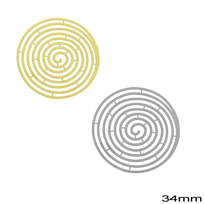 Brass Filigree Round Labyrinth 34mm
