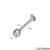 Stainless Steel Labret Bar 10mm & Rhinestones 3-4mm, Thickness 1.2mm