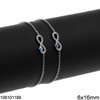 Silver 925 Bracelet Infinity Symbol with Zircon and Evil Eye with Enamel 6x16mm