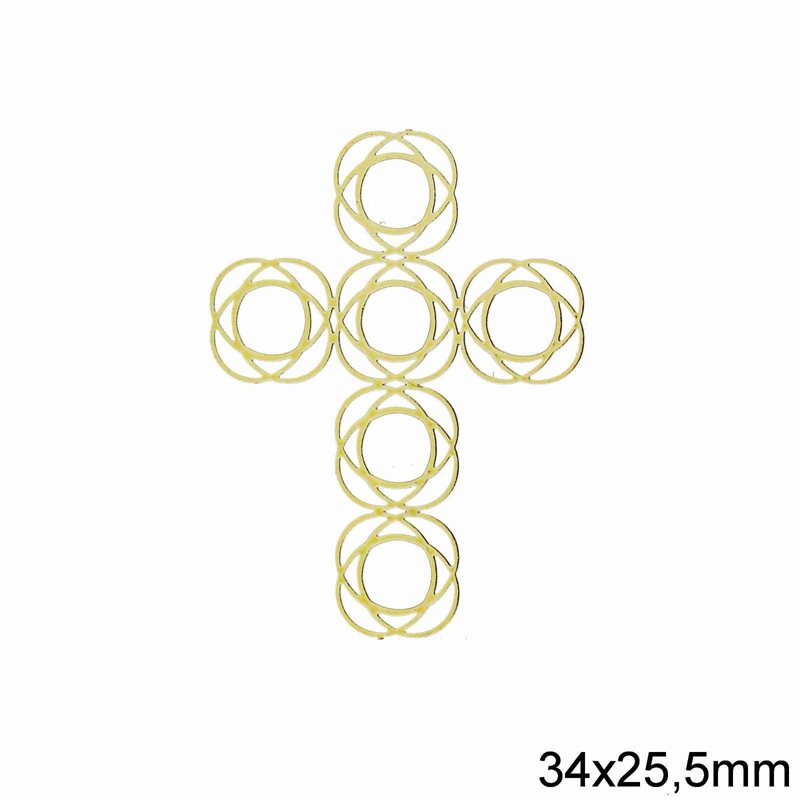 Brass Filigree Cross 34x25,5mm
