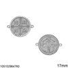 Silver 925 Constantinato Coin Pendant & Spacer with Zircon 17mm