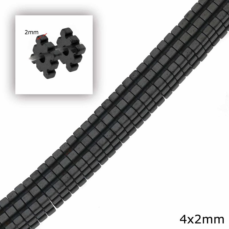 Hematite Square Beads 4mm Height 2mm 