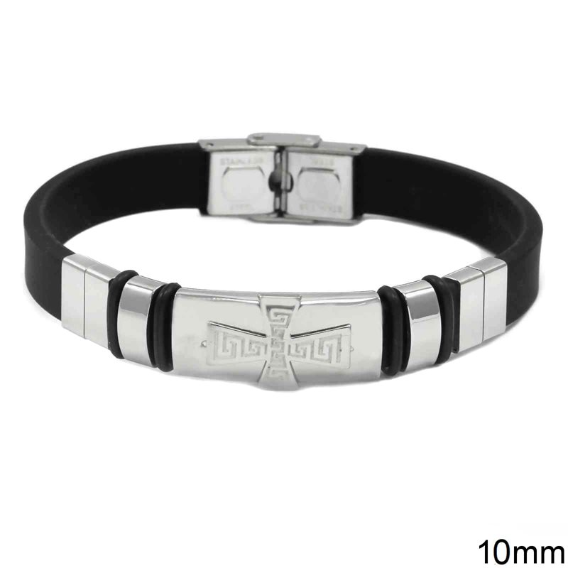 Stainless Steel Bracelet with Cross 10mm