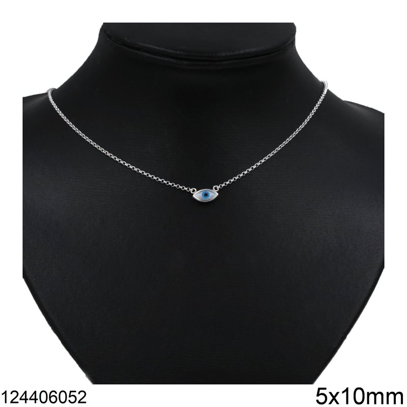 Silver 925 Necklace Evil Eye with Mop-Shell 
