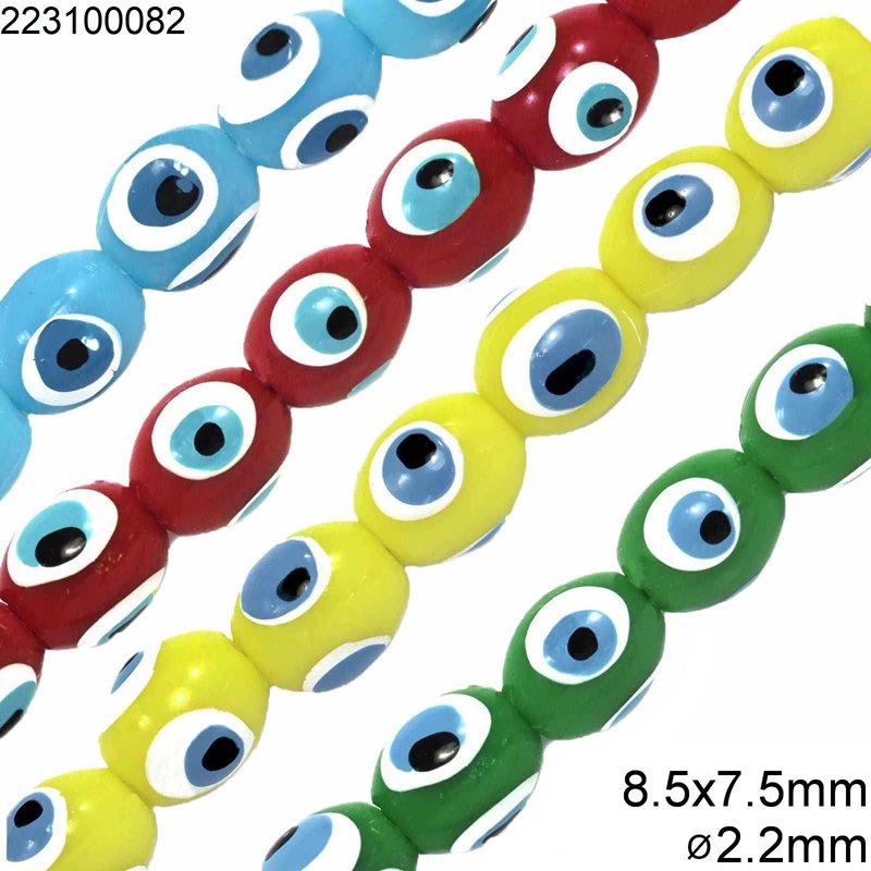Plastic Evil Eye Bead 8.5x7.5mm with 2.4mm hole