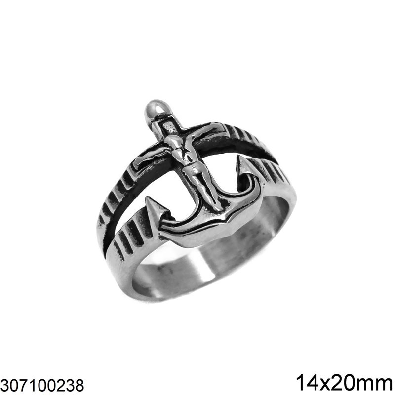 Δαχτυλίδι Ατσάλινο Ανδρικό Άγκυρα 14x20mm