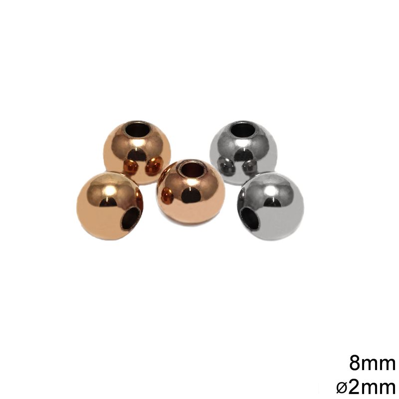 Stainless Steel Bead 8mm with 2mm hole