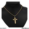 Stainless Steel Necklace Cross with Wishes 7x25x38mm, Gold