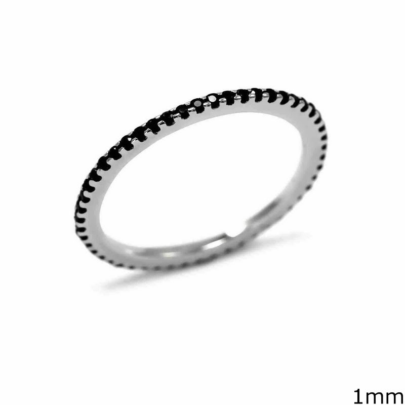 Δαχτυλίδι Ασημένιο 925  Βέρα 1mm με ζιργκόν