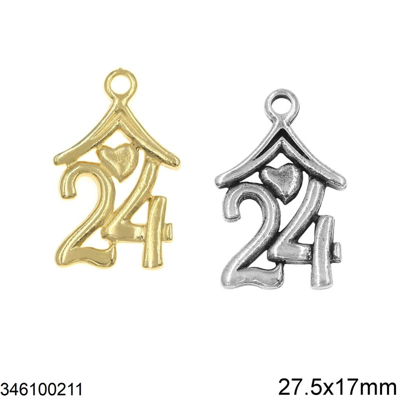 2024 New Years Lucky Charm "24" 27.5x17mm