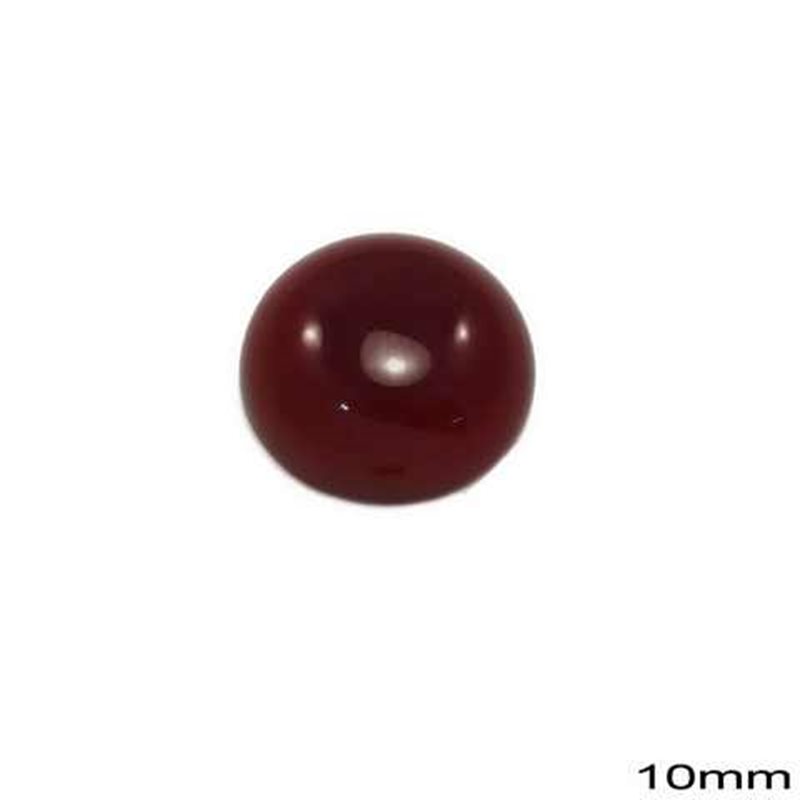 Πέτρα Ημιπολύτιμη Κόκκινος Ίασπις  Καπουσόν Στρογγυλό  10mm