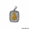 Silver  925 Pendant Holy Mary with Zircon 14x16mm