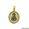 Silver  925 Oval Pendant Holy Mary with zircon 15x17mm