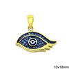 Silver 925 Evil Eye Pendant with turquoise stones and murano 10x18mm 