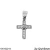 Silver 925 Pendant Cross with zircon 2x12x16mm