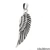 Silver 925 Pendant Feather Oxyde 10x30mm