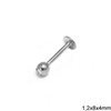 Stainless Steel Labret Bar 8mm with Rhinestones 3-4mm, Thickness 1.2mm