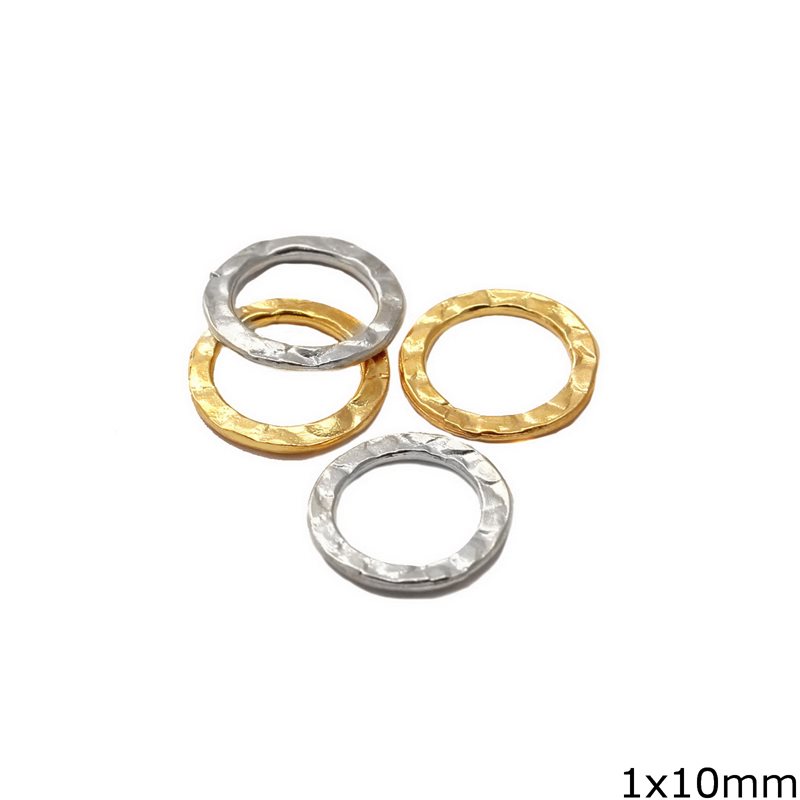 Silver 925 Hammered Ring 1x10mm