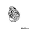 Silver  925 Oval Ring with designs 20x35mm