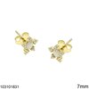 
Silver 925 Stud Earrings Star with Zircon and Opal 7mm