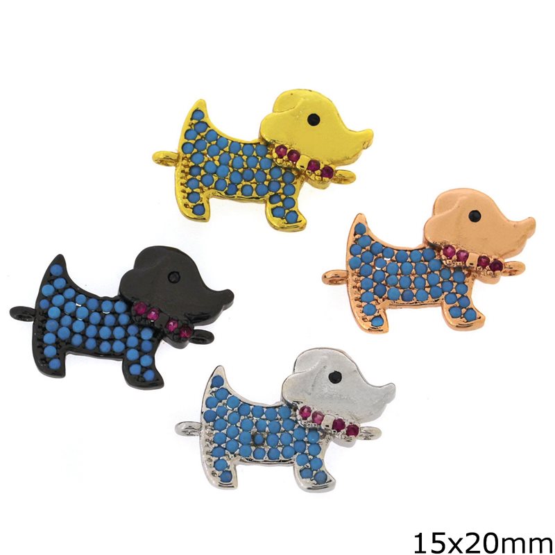 Metallic Spacer Dog with Zircon
