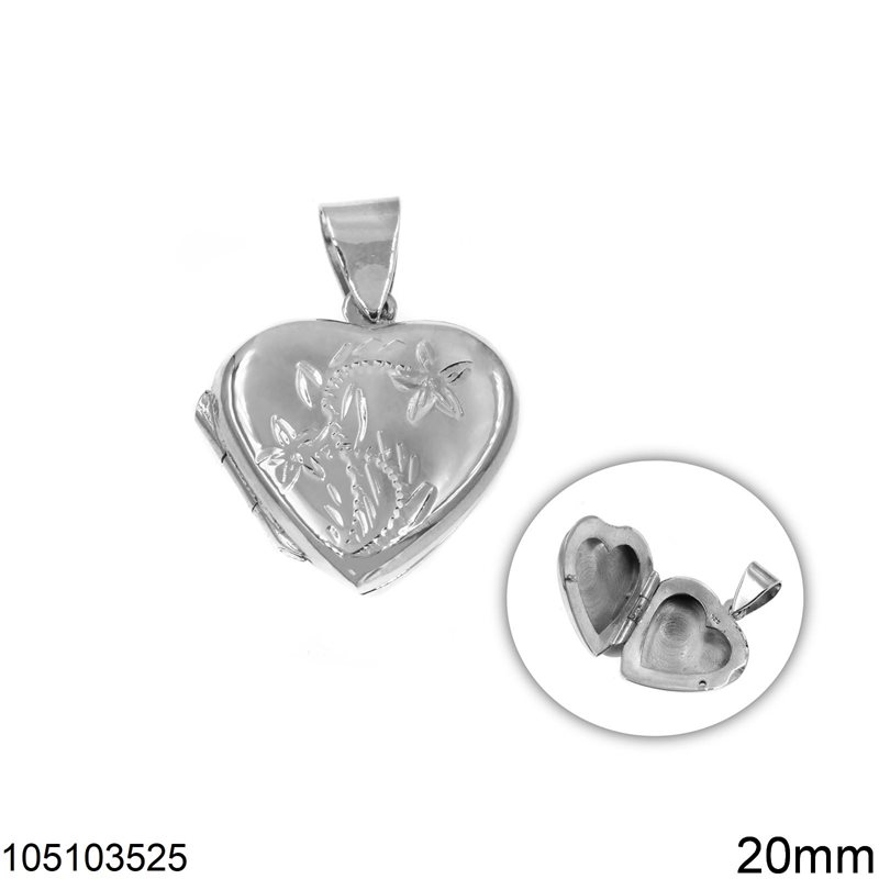 
Silver 925 Locket Heart Pendant 20mm