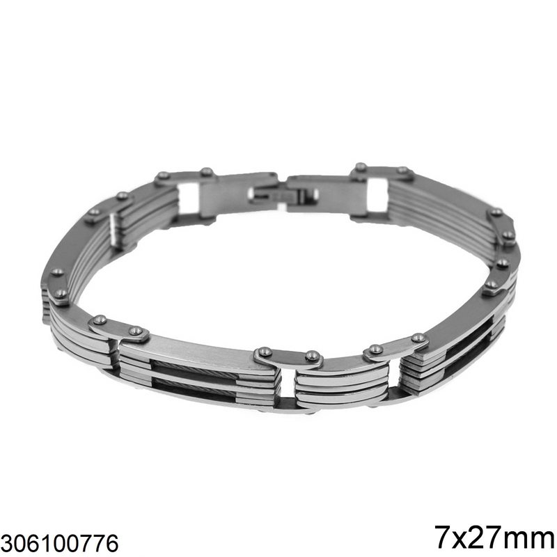 Stainless Steel Bracelet with Plates 7x27mm