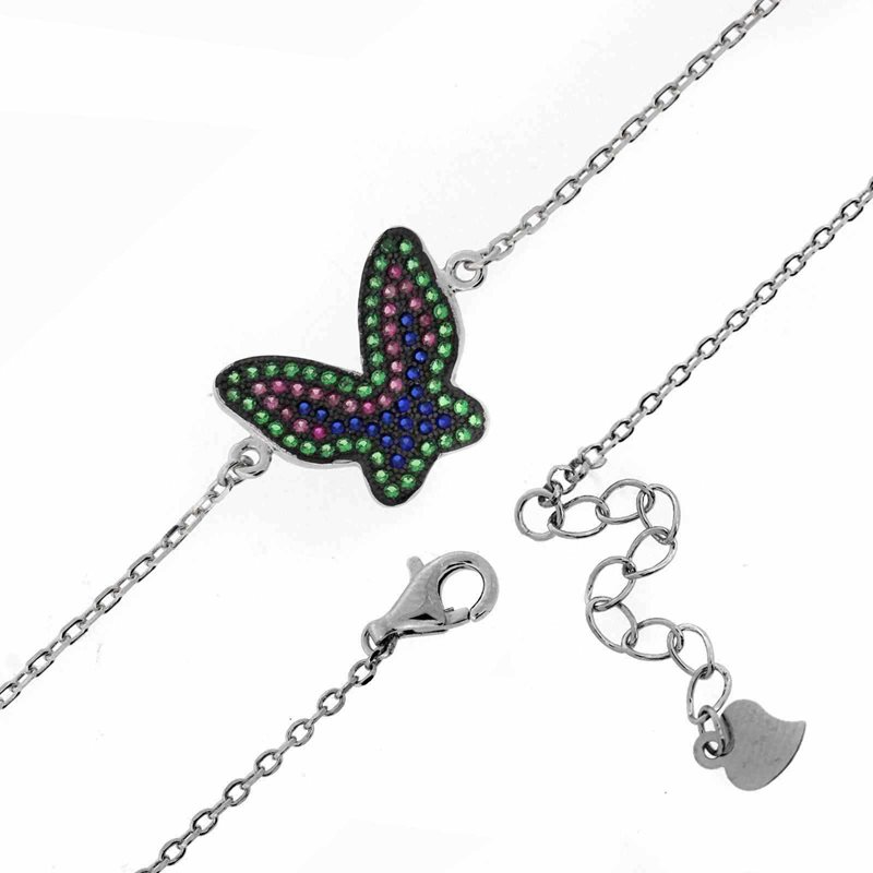 Silver 925 Bracelet Butterfly with Zircon 14x18mm