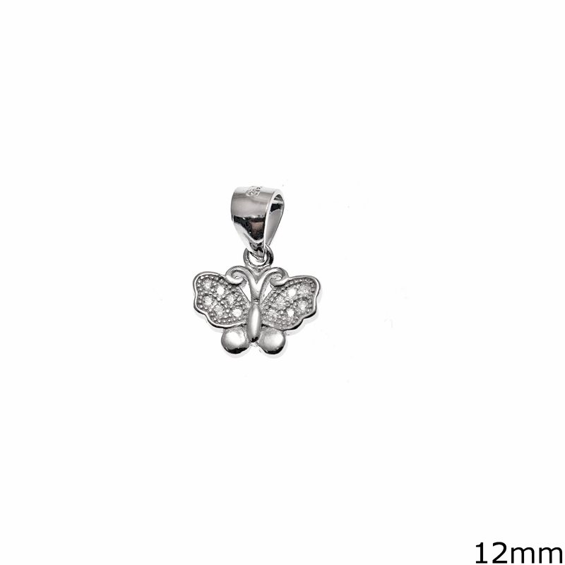 Silver 925 Pendant Butterfly with zircon 12mm