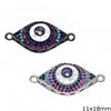 Metallic Evil Eye Spacer with Abalone Shell & MOP 11x18mm