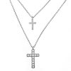 Silver 925 Double Necklace  Cross with Zircon
