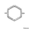 Silver 925 Spacer Hexagon with Zircon 14mm