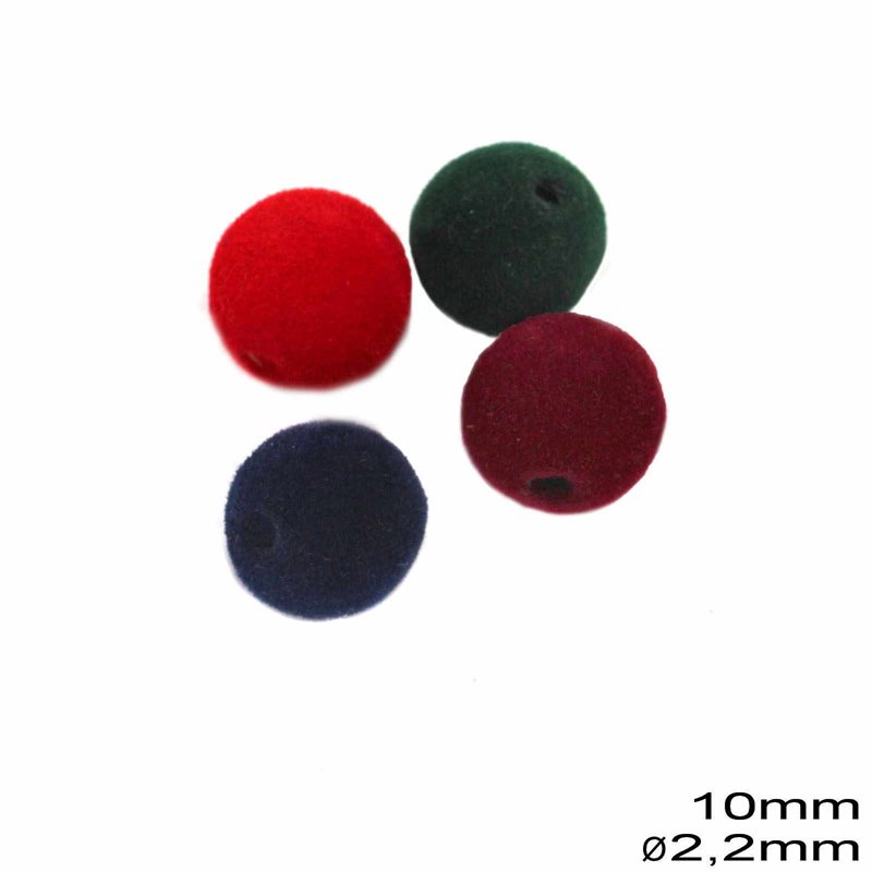 Plastic Velvet Coated Bead 10mm with 2.2mm Hole
