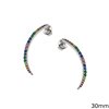 Silver 925 Earrings with multi color zircon 30mm