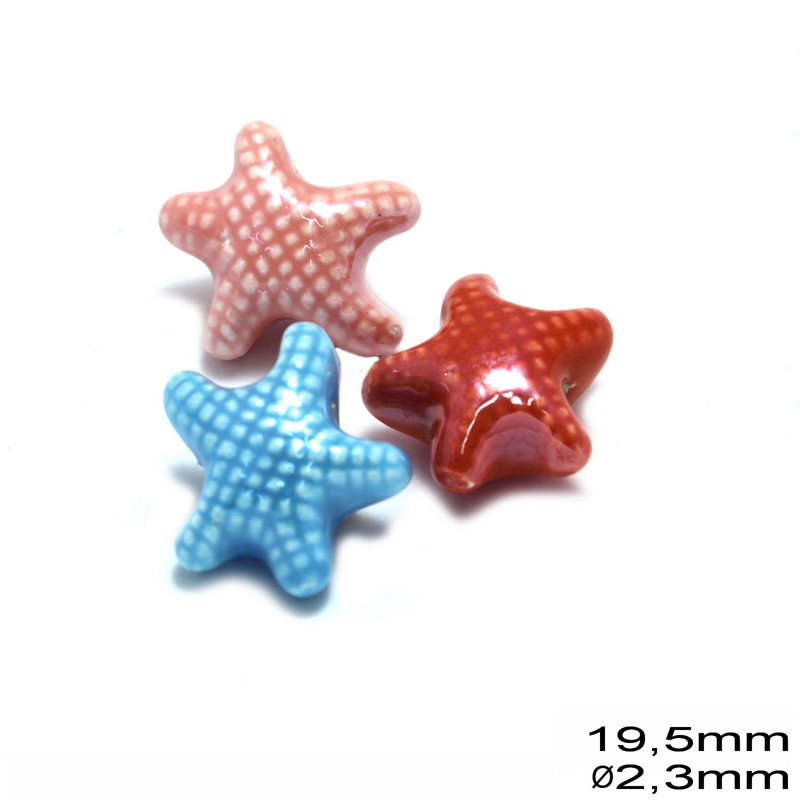 Ceramic Bead Starfish 19.5mm  with 2.3mm Hole 